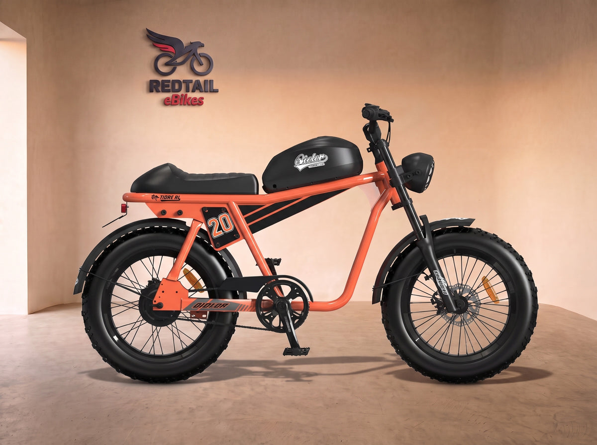 TIGER RL Electric Cruiser Bike, side profile in the Redtail eBikes studio