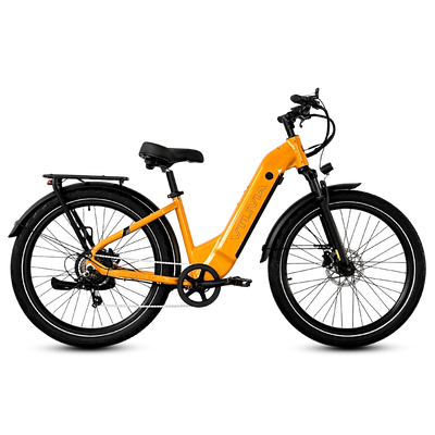 Orange VTUVIA Zeal LT7 step-through commuter, side view